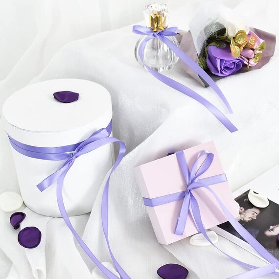 TONIFUL Satinband lila Farbe 10mm, 91 Meters Dekoration Geschenkband Fein Schleifenband, Stoffband für Hochzeit, Taufe und Geburtstag Geschenke Der Valentinstag Verpackung von Geschenken