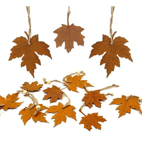 12er Set Herbstdeko Blatt Blätter Rost Dekohänger Anhänger Hängedeko Herbst Dekoration Herbstblätter (12er Set Herbstblätter Anhänger)