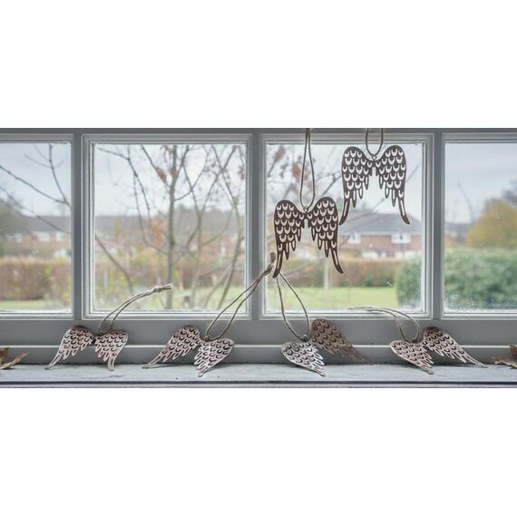 6er Set Rostflügel Flügel Dekohänger Engelsflügel Anhänger Hängedeko Fensterdeko Dekoration (6er Set Engelsflügel)