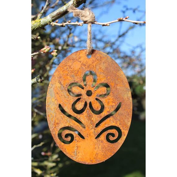 LB H&F 6er Set Osterei Anhänger Ostereier Rost Ostern Deko Metall zum Hängen
