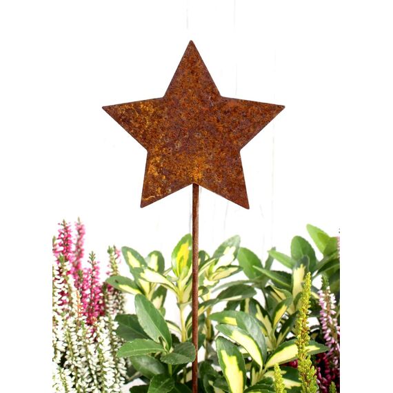 LB H&F Lilienburg 4er Set Gartenstecker rost Sterne Winterdeko Roststern Weihnachtsdeko edelrost deko Weihnachten Dekoration Weihnachtsdeko Stern Metall (4ER Set Sterne)