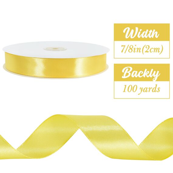 Toniful Satinband, dünne, einfarbige Stoffbänder für Geschenkverpackungen, Bastelarbeiten, Schleifen, Einladungen, Blumensträuße, Weihnachts-, Hochzeitsfeier-, Valentinstagsdekoration, 2,2 cm x 91 m