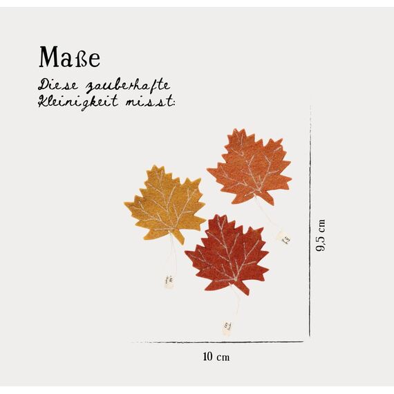 Gry & Sif Handgemacht & Fairtrade-Zertifiziert | Stilvolles dänisches Design X Nepali Kunsthandwerker | Anhänger Ahornblätter | 3er Set | | Halloween-deko, Herbst-deko