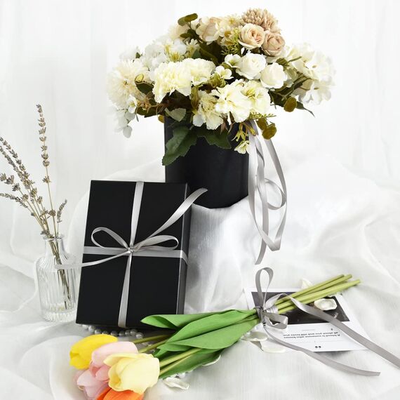TONIFUL Satinband Silber 10mm, 91 Meters Dekoration Geschenkband Fein Schleifenband, Stoffband für Hochzeit, Taufe und Geburtstag Geschenke Der Valentinstag Verpackung von Geschenken