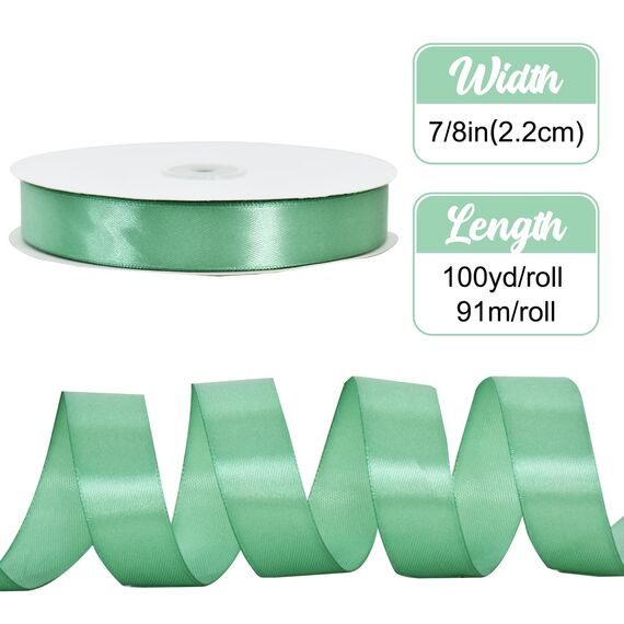 Toniful Satinband, dünne, einfarbige Stoffbänder für Geschenkverpackungen, Bastelarbeiten, Schleifen, Einladungen, Blumensträuße, Weihnachts-, Hochzeitsfeier-, Valentinstagsdekoration, 2,2 cm x 91 m