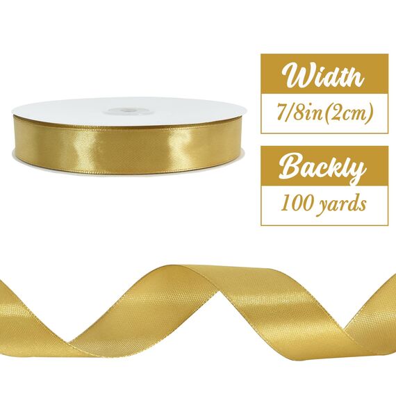 Toniful Satinband, dünne, einfarbige Stoffbänder für Geschenkverpackungen, Bastelarbeiten, Schleifen, Einladungen, Blumensträuße, Weihnachts-, Hochzeitsfeier-, Valentinstagsdekoration, 2,2 cm x 91 m