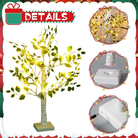 ACAREY Weihnachtsdeko Lichterbaum Mit Timer, LED Künstlicher Weihnachtsbaum Mit Beleuchtung, Grün Weihnachtsbaum Klein Künstlich Für Weihnachtsdeko Innen, USB & Batteriebetrieben
