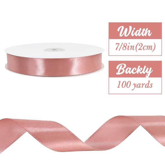 Toniful Satinband, dünne, einfarbige Stoffbänder für Geschenkverpackungen, Bastelarbeiten, Schleifen, Einladungen, Blumensträuße, Weihnachts-, Hochzeitsfeier-, Valentinstagsdekoration, 2,2 cm x 91 m