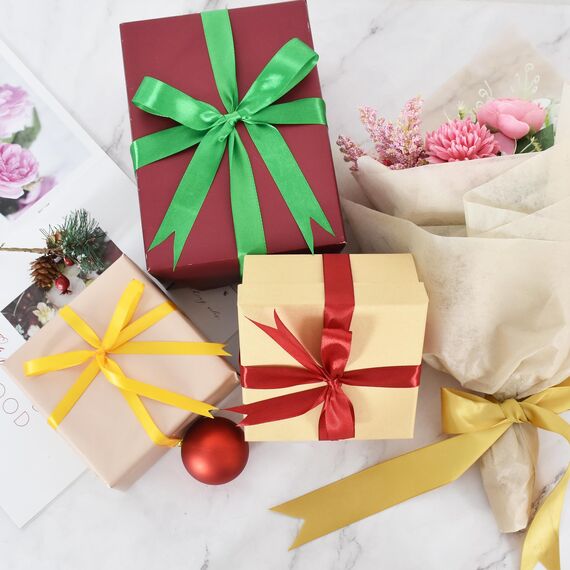 Toniful Satinband, dünne, einfarbige Stoffbandrolle für Geschenkverpackungen, Einladungen, Blumen, Haar, Luftballons, Basteln, Nähen, Party-, Hochzeits-Dekoration, Valentinstag, Blumenstrauß, 0,9 cm x