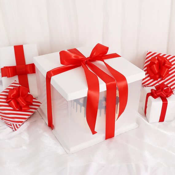 TONIFUL Satinband rot 25mm, 91 Meters Dekoration Geschenkband Fein Schleifenband, Stoffband für Hochzeit, Taufe und Geburtstag Geschenke Der Valentinstag Verpackung von Geschenken