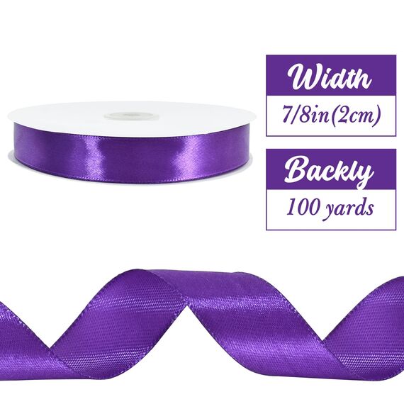 Toniful Satinband, dünne, einfarbige Stoffbänder für Geschenkverpackungen, Bastelarbeiten, Schleifen, Einladungen, Blumensträuße, Weihnachts-, Hochzeitsfeier-, Valentinstagsdekoration, 2,2 cm x 91 m