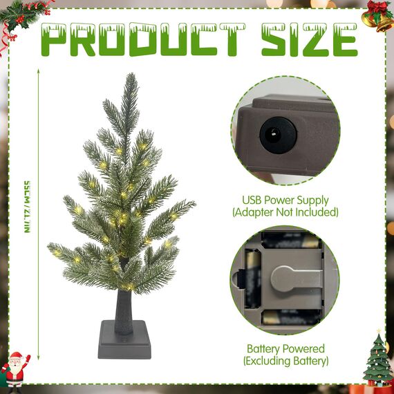 Weihnachtsdeko Lichterbaum Für Innen Weihnachtsbaum mit 60 LEDs & Timer, Weihnachten deko LED Baum Lichter mit Schnee Weihnachten Lichterbaum Für Weihnachtsdeko Tisch, USB & Batterie