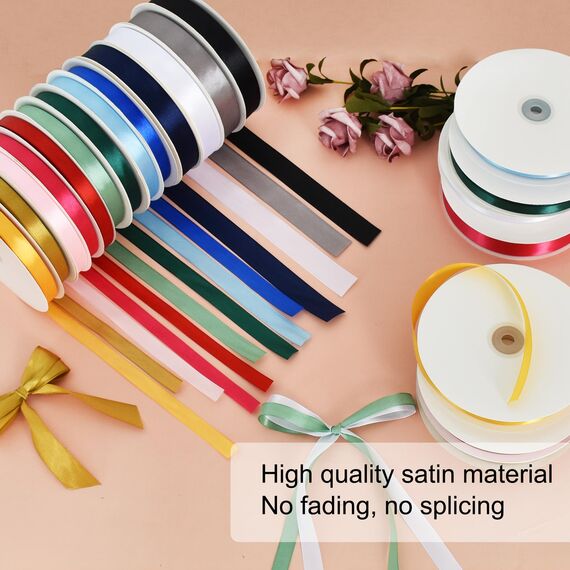 Toniful Satinband, dünne, einfarbige Stoffbänder für Geschenkverpackungen, Bastelarbeiten, Schleifen, Einladungen, Blumensträuße, Weihnachts-, Hochzeitsfeier-, Valentinstagsdekoration, 2,2 cm x 91 m