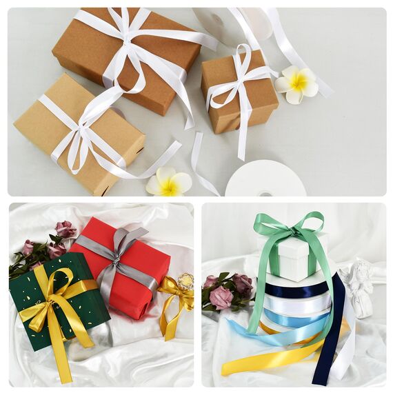 Toniful Satinband, dünne, einfarbige Stoffbänder für Geschenkverpackungen, Bastelarbeiten, Schleifen, Einladungen, Blumensträuße, Weihnachts-, Hochzeitsfeier-, Valentinstagsdekoration, 2,2 cm x 91 m