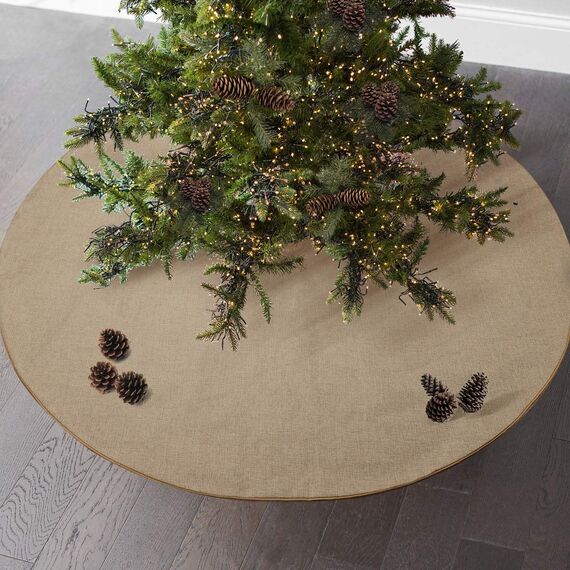 120 cm Weihnachtsbaum Decke Jute, Weihnachtsbaum Rock Rund, Leinen Tannenbaum Decke Weihnachtsbaumdecke für Winter, Herbst, Thanksgiving, Halloween, Neujahr, Party, Weihnachtsdeko