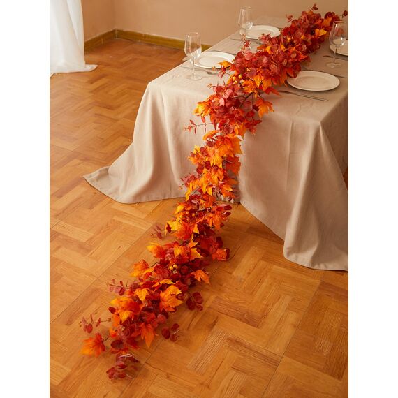 Herbstdekoration – Herbstgirlande – 2,7 m Herbst-Ahornblatt-Girlande für Herbstdekoration, hängende Rankengirlande für Halloween, Erntedankfest, Dekoration, Zuhause, Hochzeit, Kamin, Party,