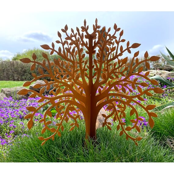 LB H&F Gartenstecker LEBENSBAUM 2tlg. 3D Baum 40x38cm zum stecken Gartendeko Deko Dekoration aus 2 Steckelementen Metall Rost Edelrost