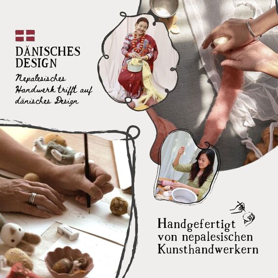 Gry & Sif Handgemacht & Fairtrade-Zertifiziert | Stilvolles dänisches Design X Nepali Kunsthandwerker | Kürbis mit Stickerei | 2er Set | Halloween-deko, Herbst-deko