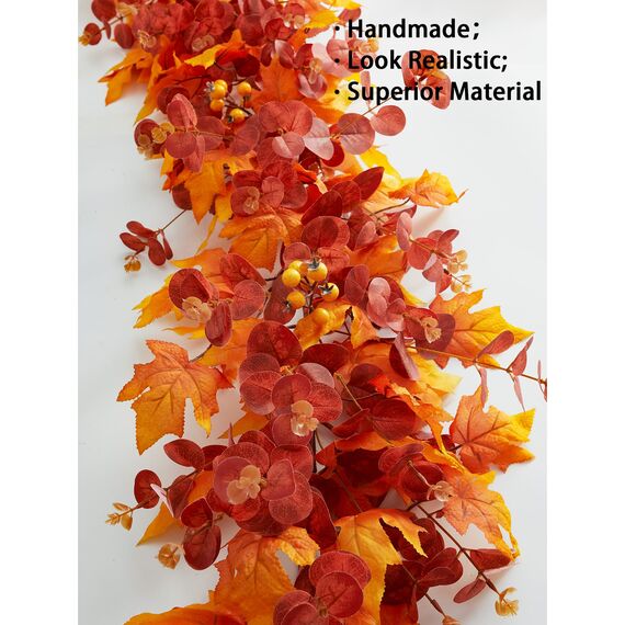 Herbstdekoration – Herbstgirlande – 2,7 m Herbst-Ahornblatt-Girlande für Herbstdekoration, hängende Rankengirlande für Halloween, Erntedankfest, Dekoration, Zuhause, Hochzeit, Kamin, Party,