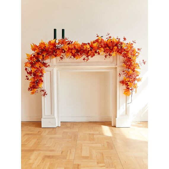 Herbstdekoration – Herbstgirlande – 2,7 m Herbst-Ahornblatt-Girlande für Herbstdekoration, hängende Rankengirlande für Halloween, Erntedankfest, Dekoration, Zuhause, Hochzeit, Kamin, Party,