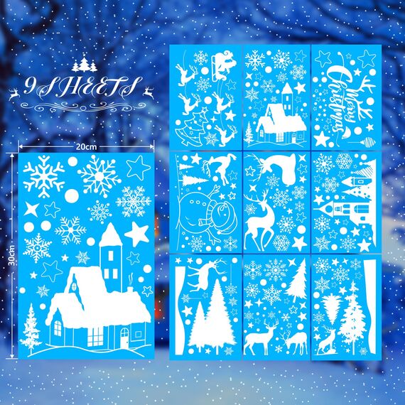 Moxled Fensterbilder Weihnachten Selbstklebend, 148 Weiß Fensterdeko Weihnachten, Wiederverwendbar Statisch Haftende PVC Aufkleber für Fenster Tür Winter Schneeflocken Weihnachtsdeko