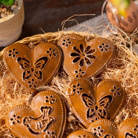 Valery Madelyn 6X Dekoaufhänger, 7.5cm Metallherzen zum Aufhängen, Herbst Dekoanhänger, Herz Anhänger für Geschenk Hochzeit Deko, Sommer deko zum hängen