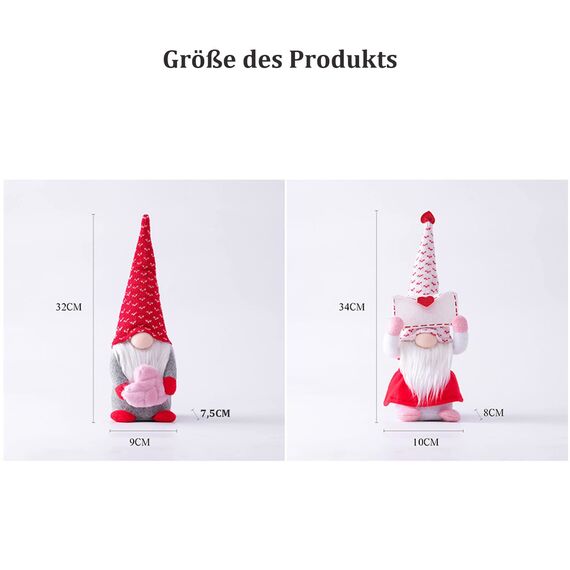 ENLACE 2 Stück Valentinstag Deko Wichtel, Handgemachte Valentines Zwerge Plüsch Dekorationen, Mini Valentinstag Gesichtslose Puppe für Valentinstag Mädchen, Freundin, Frau, Rosa