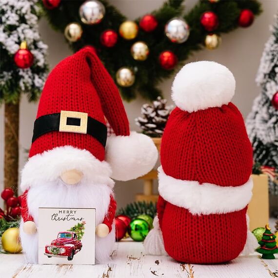 ACAREY Weihnachtsdeko Wichtel, 2 Stück Weihnachten Deko Wichtel Strickmütze mit Bommeln, Weihnachtsdeko Innen Weihnachtsdeko Amerikanisch Wichtel, Weihnachten Wichtel Set für Weihnachts Fenster