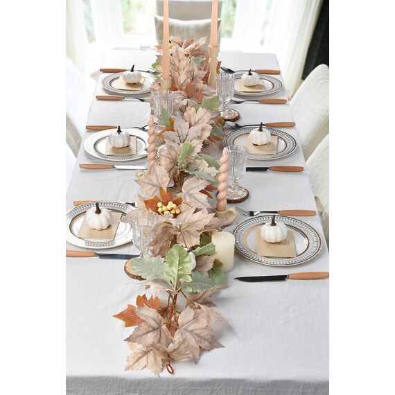 Artiflr Herbstgirlande, Ahornblatt-Dekoration, hängende Rebengirlande, künstliches Herbstlaub, Girlande, Erntedankfest, Dekoration für Zuhause, Hochzeit, Kamin, Party, Weihnachten (weiß)