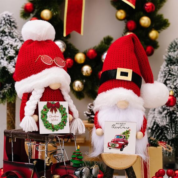 ACAREY Weihnachtsdeko Wichtel, 2 Stück Weihnachten Deko Wichtel Strickmütze mit Bommeln, Weihnachtsdeko Innen Weihnachtsdeko Amerikanisch Wichtel, Weihnachten Wichtel Set für Weihnachts Fenster