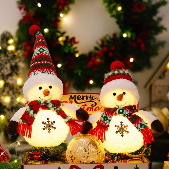 ACAREY Weihnachtsdeko Wichtel mit Licht, 2 Stück Weihnachten Deko Schneemann Wichtel Figure Weihnachten Tischdeko Figur für Weihnachtsdeko Innen Kamin Büro Zimmer Weihnachts Geschenke
