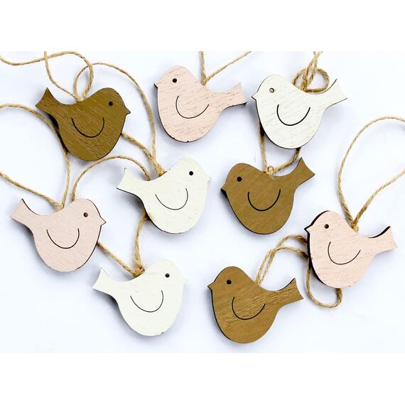 9er Set Anhänger Vogel Holzanhänger Dekoanhänger (9er Set Anhänger Vögel NEO)