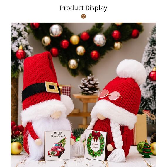 ACAREY Weihnachtsdeko Wichtel, 2 Stück Weihnachten Deko Wichtel Strickmütze mit Bommeln, Weihnachtsdeko Innen Weihnachtsdeko Amerikanisch Wichtel, Weihnachten Wichtel Set für Weihnachts Fenster