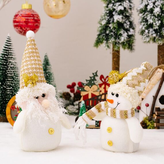 ACAREY Weihnachtsdeko Wichtel, 2 Stück Weihnachten Deko Schneemann Wichtel, Plüsch Weihnachtsmann Figuren Weihnachtswichtel für Weihnachtsdeko Innen, Adventsgesteck Weinachts Baum Tishch Deko
