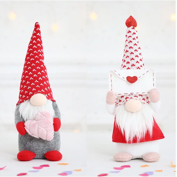 ENLACE 2 Stück Valentinstag Deko Wichtel, Handgemachte Valentines Zwerge Plüsch Dekorationen, Mini Valentinstag Gesichtslose Puppe für Valentinstag Mädchen, Freundin, Frau, Rosa