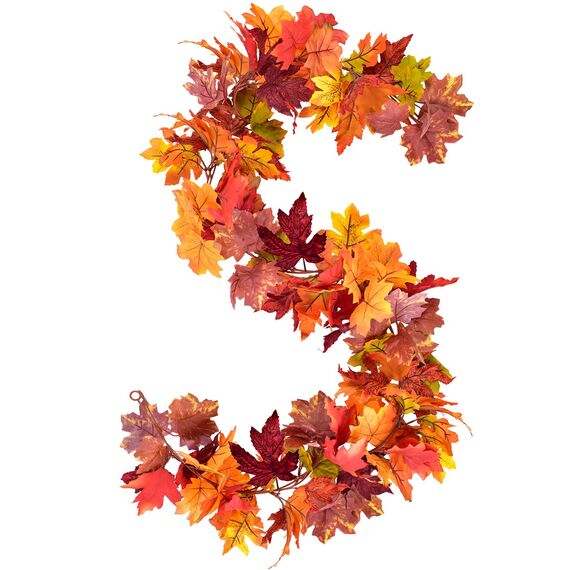 Artiflr 2 Stück Herbst-Ahorn-Girlande, 15 m/Strang, hängende Rebe, Ahornblatt-Girlande, künstliche Herbstlaub-Girlande, Thanksgiving-Dekoration für Zuhause, Hochzeit, Kamin, Party, Weihnachten