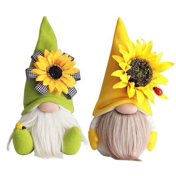ENLACE Frühling Sonnenblume Biene Wichtel, Handgefertigte Gefüllte Gesichtslose Puppe Zwerg Dekorationen Frühlingsdeko, Sonnenblume Deko für Home Farmhouse Kitchen Decor, 2 Stück