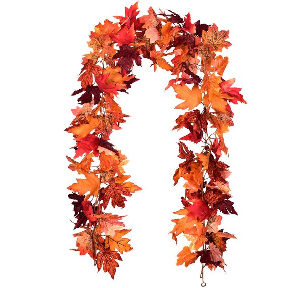 Artiflr 2 Stück Herbst-Ahornblatt-Girlande, künstliche Ahorn-Girlande, Herbst-hängende Herbst-Blätter-Ranken für drinnen und draußen, Hochzeit, Thanksgiving, Abendessen, Party-Dekoration