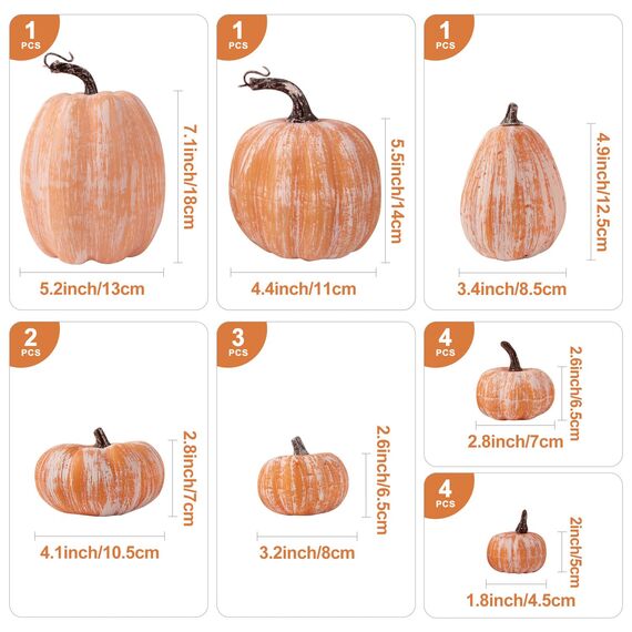 Benjia 16 Stück Künstlicher Kürbis Herbstdekoration, Künstliche Kürbisse Gefälschte Kürbisse Zierkürbisse für Innen Außen Herbst Ernte Halloween Erntedankfest Dekoration (Terrakotta)