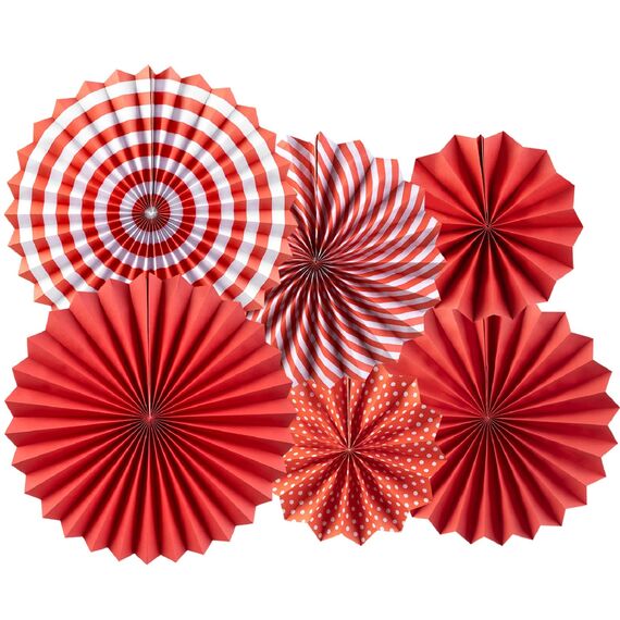 SUNBEAUTY Papier Fächer Dekoration Rot Papier Rosetten Deko für Geburtstag Jahrestag Hochzeit 20cm 30cm 42cm (Rot)