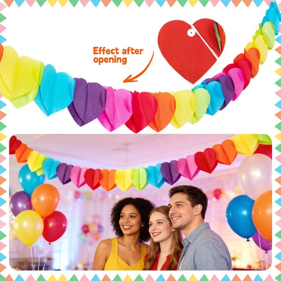 SUNBEAUTY 33PCS Bunte Party Deko Regenbogen Pompons Deko Hanging Fiesta Paper Fans Colourful Garland and Hanging Spiral Garland for Kindergeburtstag Wedding Birthday Mexican Fiesta Cinco De Mayo