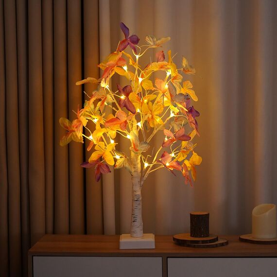 ACAREY Osterdeko Baum Lichter Frühlingsdeko Schmetterlings mit LED Licht, Lichterbaum 24 Warmweiß LEDs Led Baum Innen Batteriebetrieben Künstlicher Baum Osterdekoration Für Frühling Deko