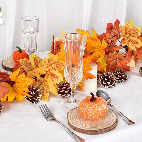 Artiflr Herbstgirlande, Ahornblatt, 2 Stück, 1,5 m / Stück, hängende Rebe, künstliches Herbstlaub, Girlande, Erntedankfest, Dekoration für Zuhause, Hochzeit, Kamin, Party, Weihnachten