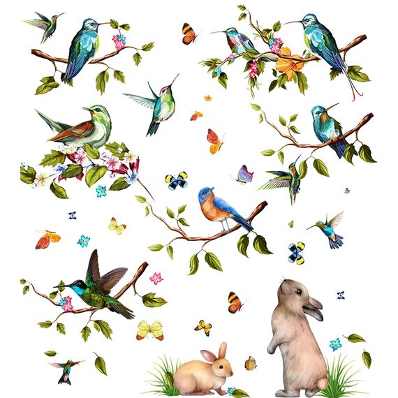 Moxled 9 Blatt Fensterbilder Frühling Vögel Selbstklebend - Fensterdeko Frühling Fenstersticker Blumen Schmetterlinge Sommer Fensteraufkleber Wiederverwendbare für Kinderzimmer Ostern Deko