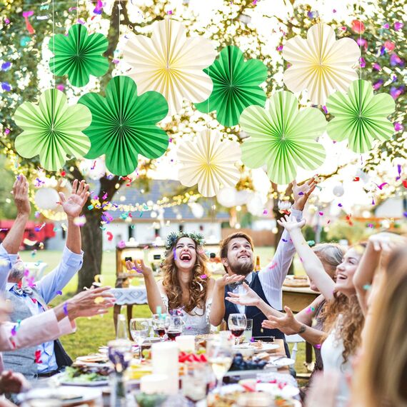 SUNBEAUTY 9 Stück Papier Fächer Dekoration Hanging Girlande Grüne Beige Blumen Papierfächer Party Deko Set für Hochzeit Geburtstag Tischdeko Classroom Baby Shower