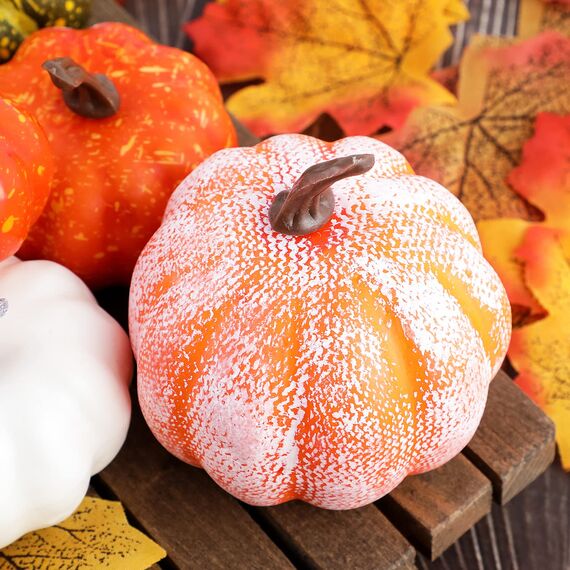 Benjia Kürbis Herbst Deko Dekoration Innen, Weiß und Gold Kürbisse Zierkürbisse Herbstdeko Herbstdekorationen Halloween 102 Stück