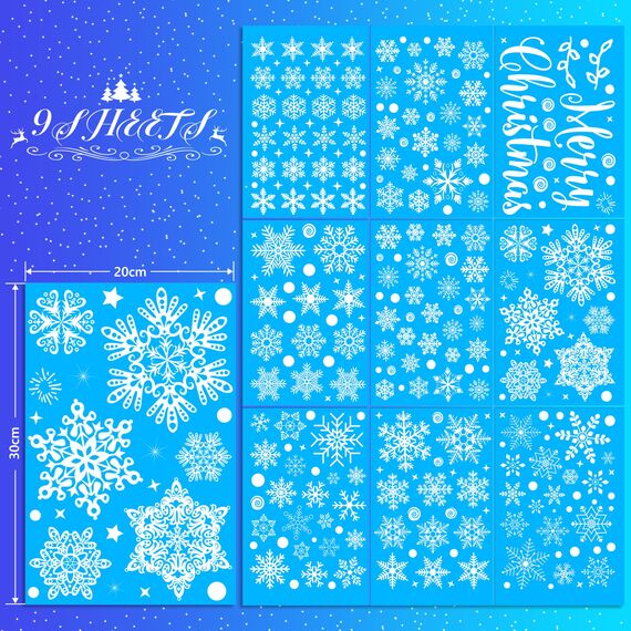 275 Fensterbilder Weihnachten Selbstklebend, Moxled Schneeflocken Fensterdeko Weihnachten, Wiederverwendbar Statisch Haftende PVC Aufkleber für Fenster Tür Winter Schneeflocken Weihnachtsdeko