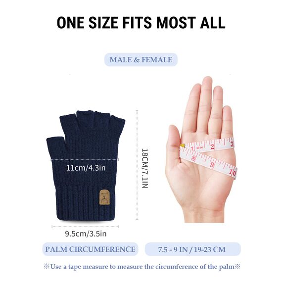 JUNRUI Fingerlose Handschuhe, Handschuhe ohne Finger Winter Warme Strickhandschuhe Arbeiten Camping Wandern Laufen Radfahren Fahren für Herren und Damen