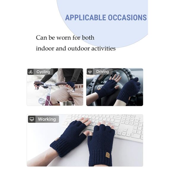 JUNRUI Fingerlose Handschuhe, Handschuhe ohne Finger Winter Warme Strickhandschuhe Arbeiten Camping Wandern Laufen Radfahren Fahren für Herren und Damen