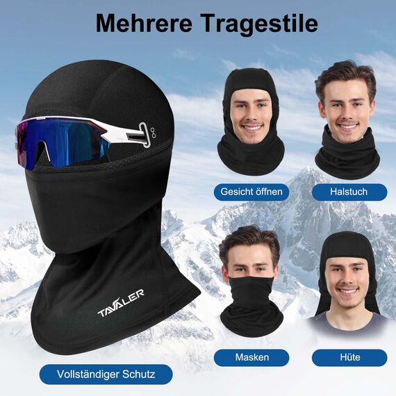 Tavaler Sturmhaube Winter Fahrrad Balaclava Herren/Damen Sturmmaske Winddicht Warm Skimaske für Outdoorsports Motorrad, Radfahren, Snowboarden, Skifahren (DE/NL/SE/PL, Numerisch, 55, 60)